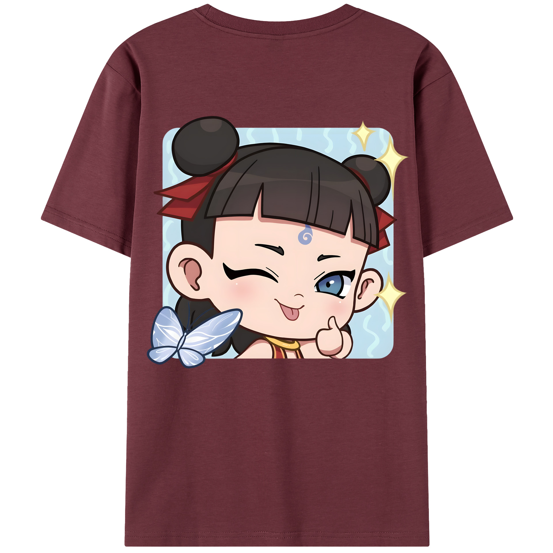 （画像用） Ne Zha 2 ナタ 魔童の大暴れ 綿100％半袖Tシャツ（背面プリント）